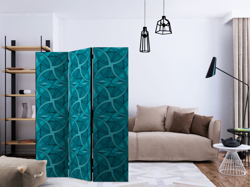 Vouwscherm - Geometric Turquoise [Room Dividers] - Afbeelding 2