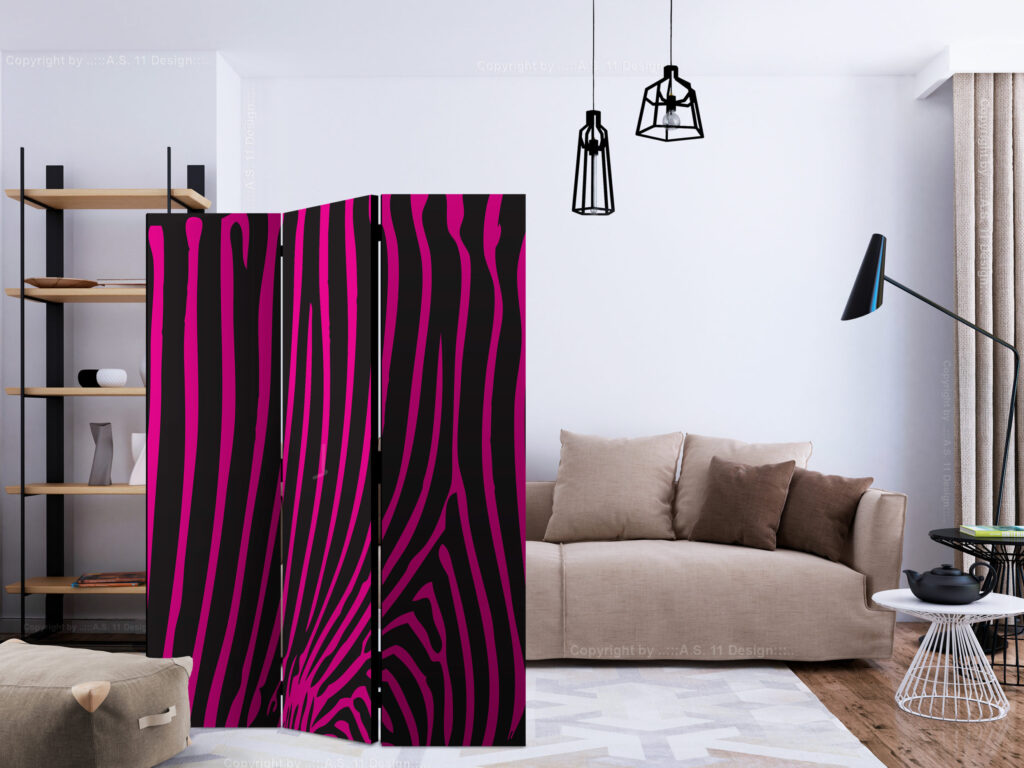 Vouwscherm - Zebra pattern (violet) [Room Dividers] - Afbeelding 2