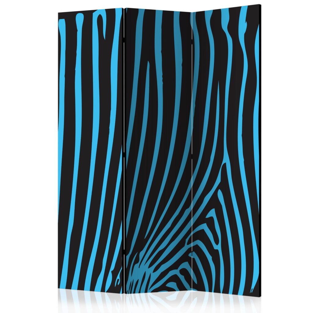 Vouwscherm - Zebra pattern (turquoise) [Room Dividers]
