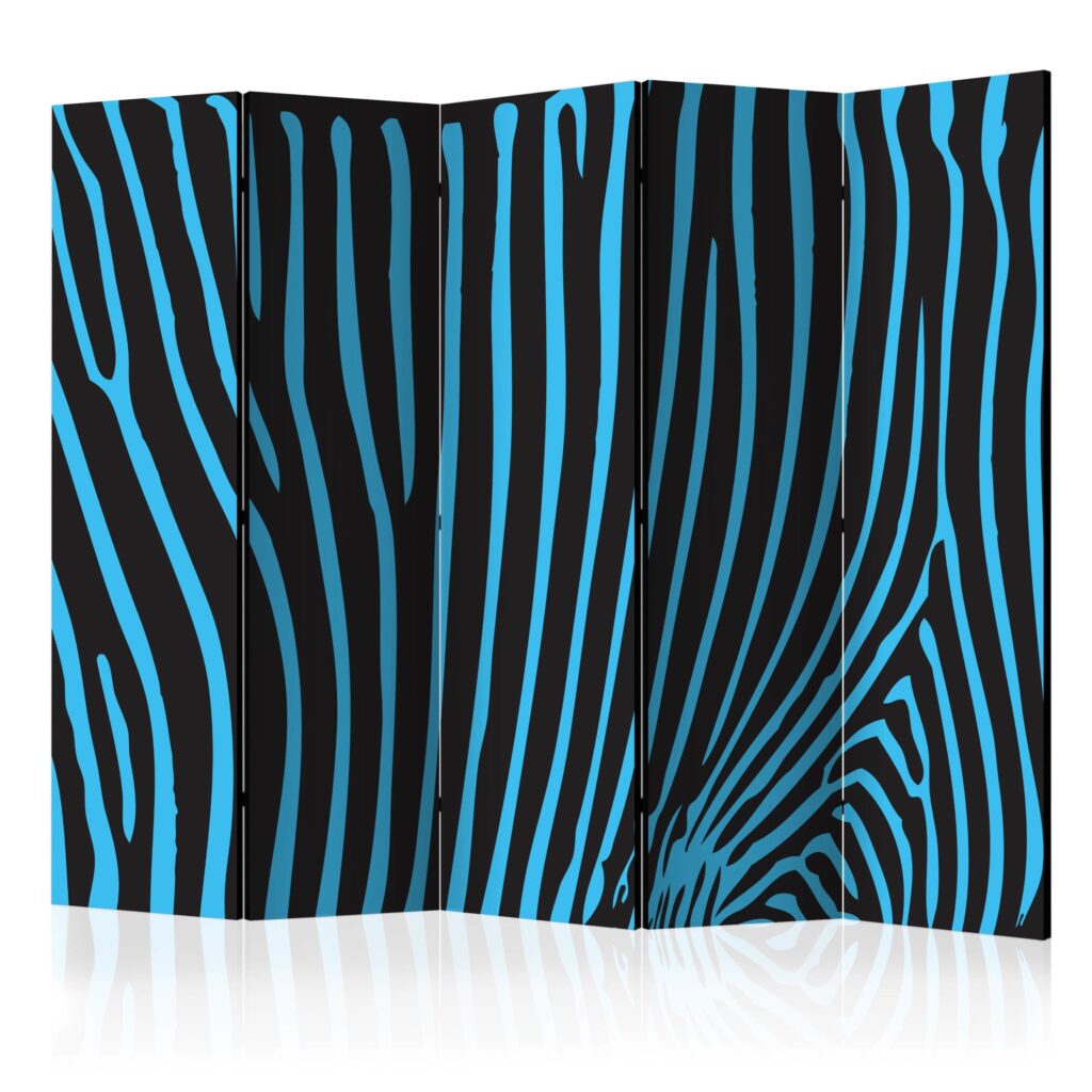 Vouwscherm - Zebra pattern (turquoise) II [Room Dividers]