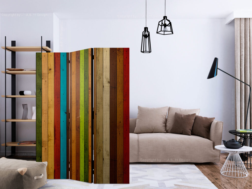 Vouwscherm - Wooden rainbow [Room Dividers] - Afbeelding 2