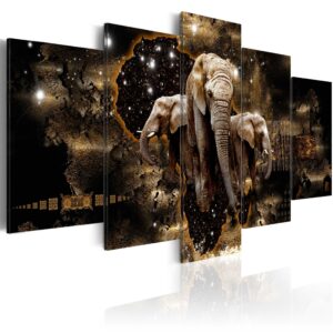 Schilderij - Brown Elephants