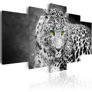 Schilderij - Leopard - black&white