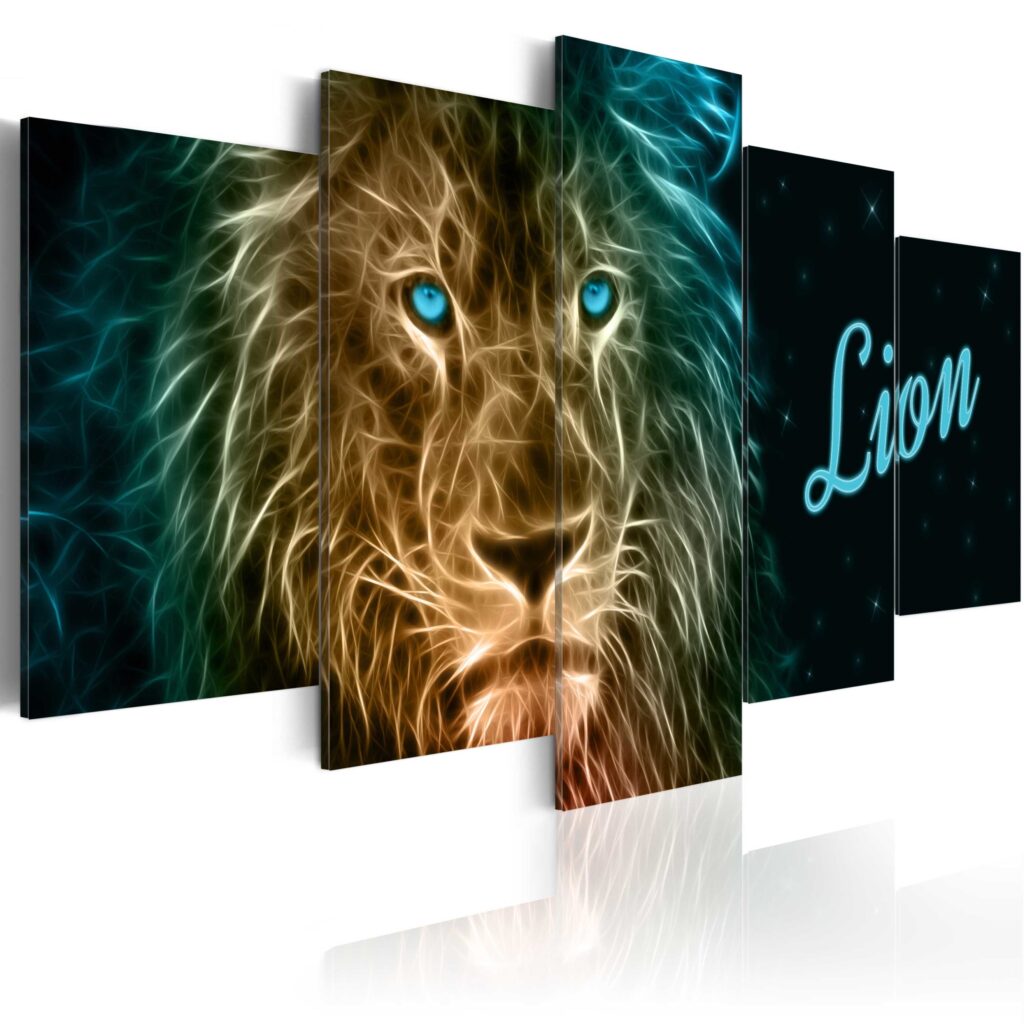 Schilderij - Gold lion