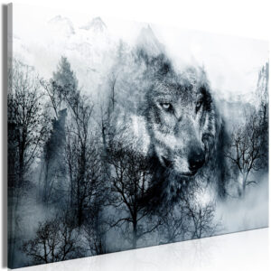 Schilderij - Mountain Predator (1 Part) Wide Black and White