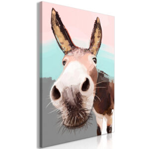 Schilderij - Curious Donkey (1 Part) Vertical