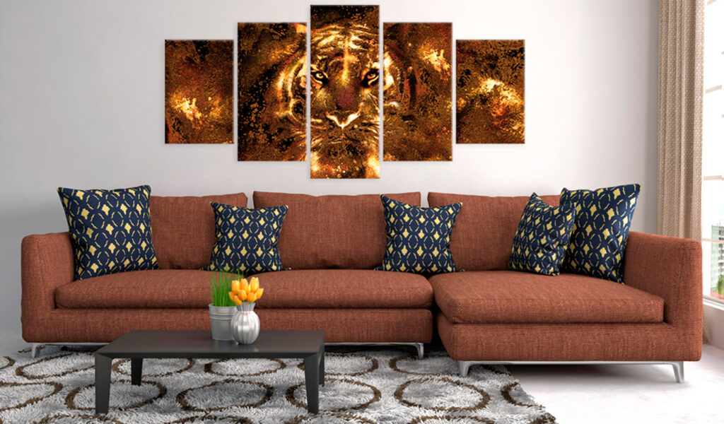 Schilderij - Golden Tiger - Afbeelding 2
