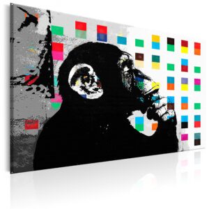 Schilderij - Banksy The Thinker Monkey
