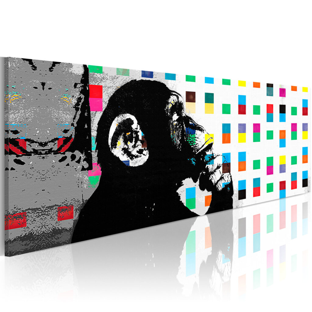 Schilderij - Banksy: The Thinker Monkey