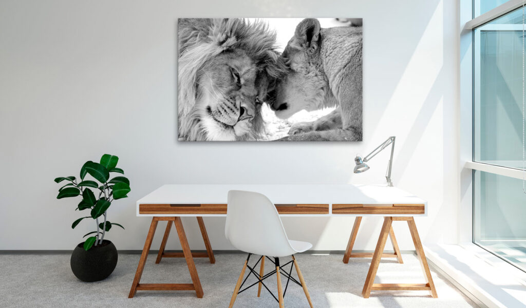 Schilderij - Lion's Love - Afbeelding 2