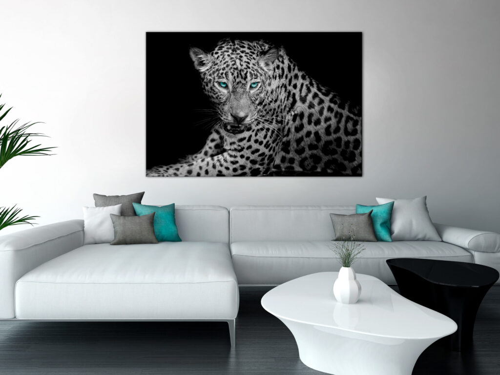 Schilderij - Leopard Portrait (1 Part) Wide - Afbeelding 2