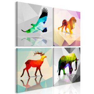 Schilderij - Colourful Animals (4 Parts)