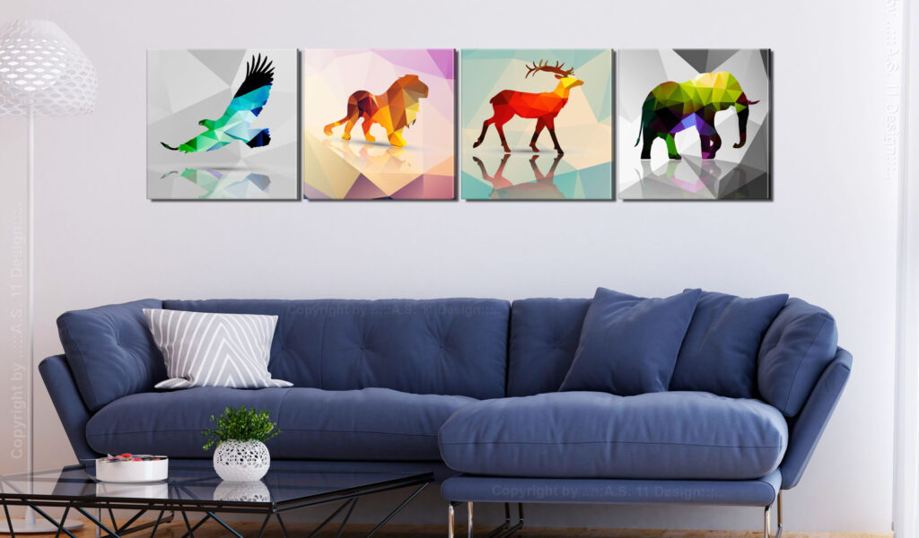 Schilderij - Colourful Animals (4 Parts) - Afbeelding 2