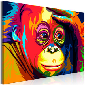 Schilderij - Colourful Orangutan (1 Part) Wide