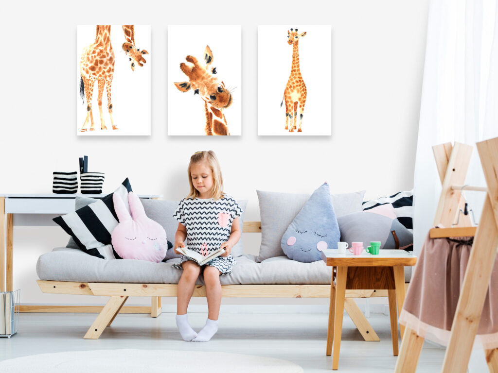 Schilderij - Funny Giraffes (3 Parts) - Afbeelding 2