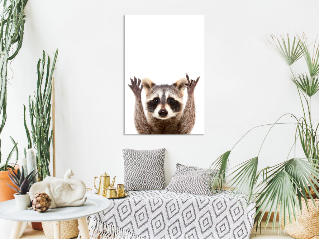 Schilderij - Raccoon (1 Part) Vertical - Afbeelding 2