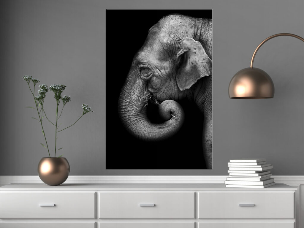 Schilderij - Portrait of Elephant (1 Part) Vertical - Afbeelding 2