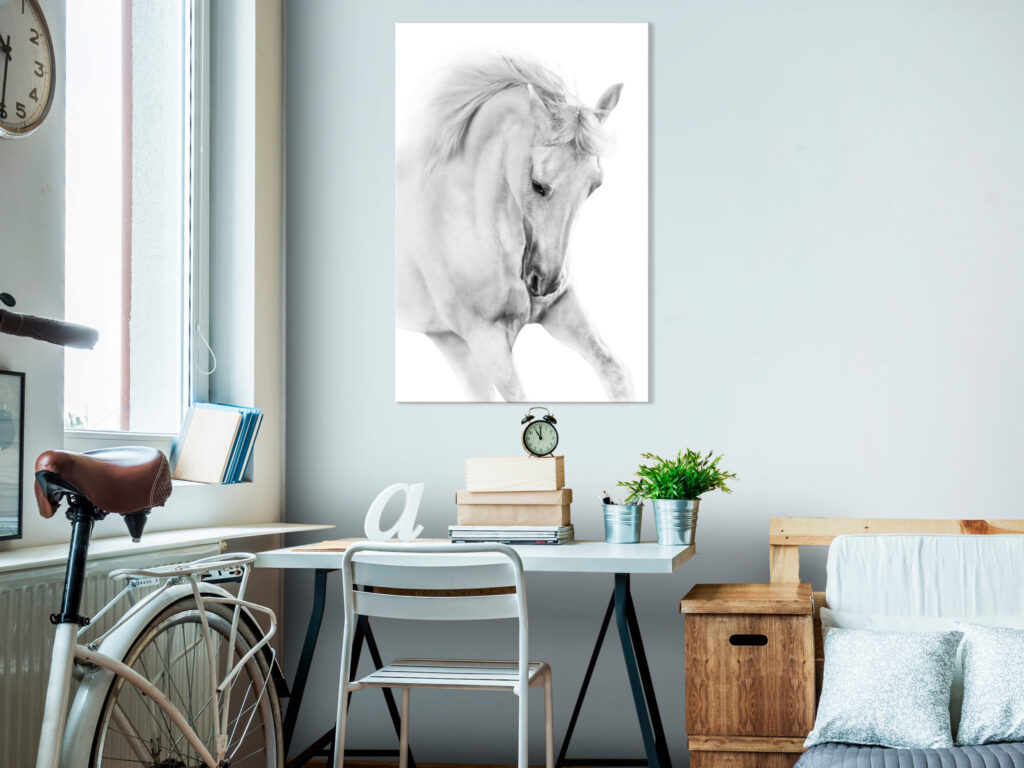 Schilderij - White Horse (1 Part) Vertical - Afbeelding 2