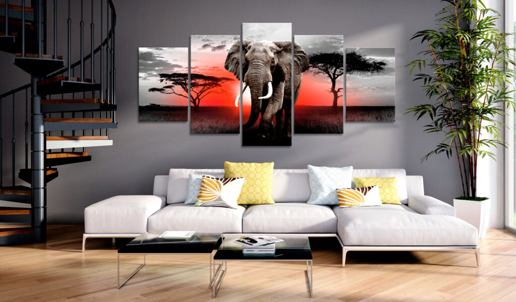 Schilderij - Lonely Elephant - Afbeelding 2