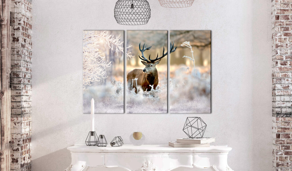 Schilderij - Deer in the Cold I - Afbeelding 2