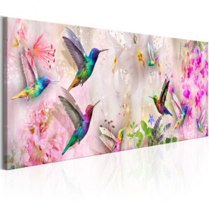Schilderij - Colourful Hummingbirds (1 Part) Narrow