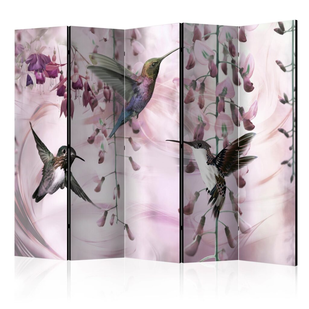 Vouwscherm - Flying Hummingbirds (Pink) II [Room Dividers]