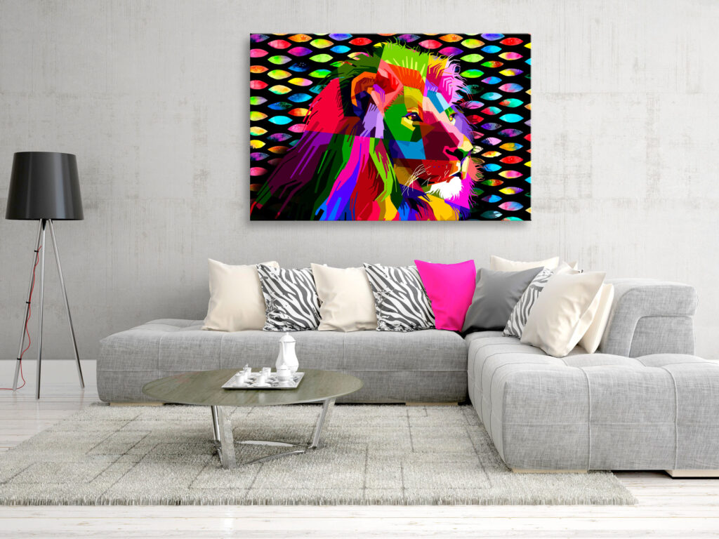 Schilderij - Rainbow Lion (1 Part) Wide - Afbeelding 2