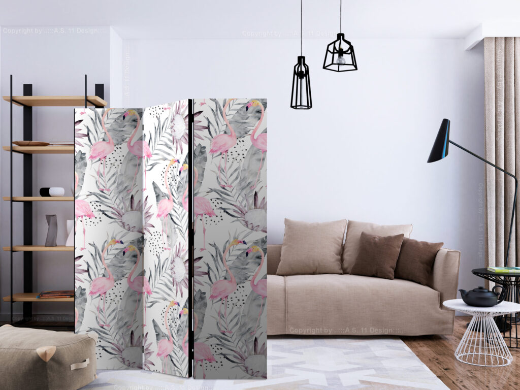 Vouwscherm - Flamingos and Twigs [Room Dividers] - Afbeelding 2