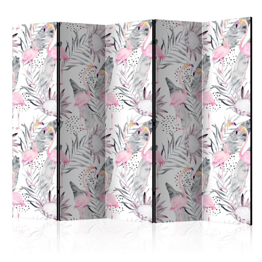 Vouwscherm - Flamingos and Twigs II [Room Dividers]