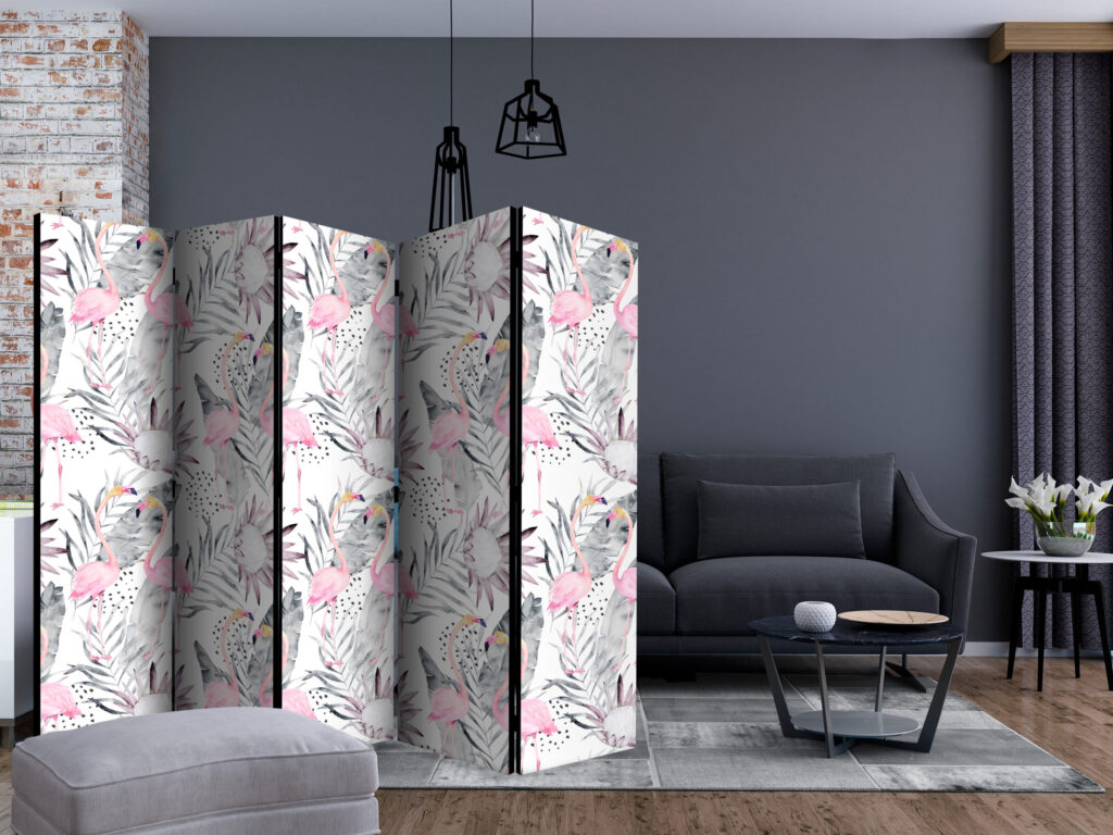 Vouwscherm - Flamingos and Twigs II [Room Dividers] - Afbeelding 2