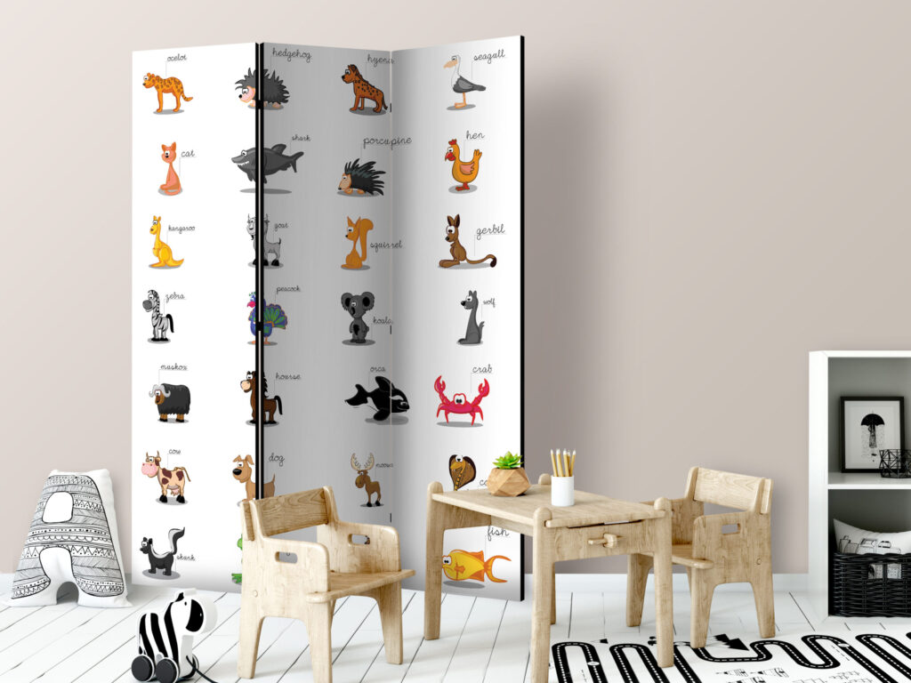 Vouwscherm - Learning by playing (animals) [Room Dividers] - Afbeelding 2