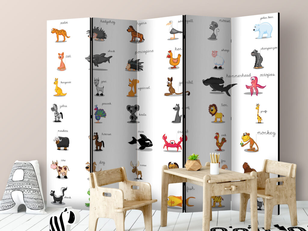 Vouwscherm - Learning by playing (animals) II [Room Dividers] - Afbeelding 2