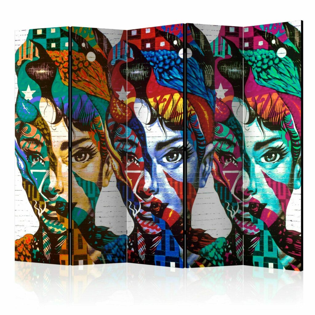 Vouwscherm - Colorful Faces II [Room Dividers]