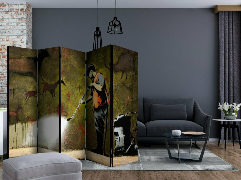 Vouwscherm - Banksy - Cave Painting II [Room Dividers] - Afbeelding 2
