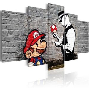 Schilderij - Super Mario Mushroom Cop (Banksy)