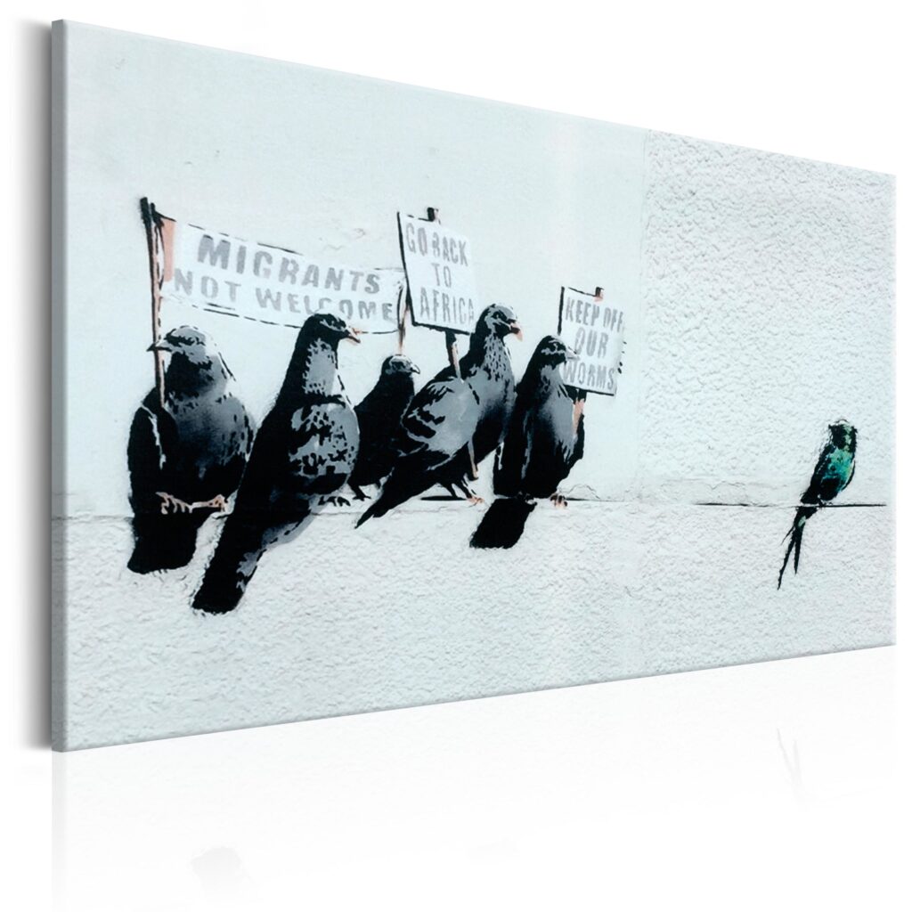 Schilderij - Protesting Birds by Banksy