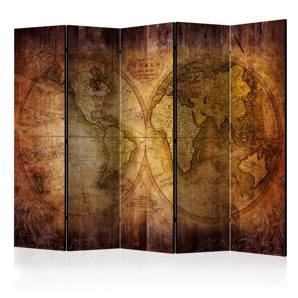 Vouwscherm - World on old map II [Room Dividers]