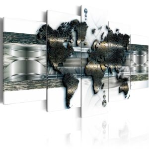Schilderij - Metal World Map