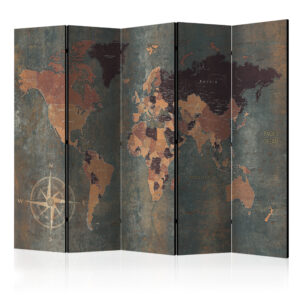 Vouwscherm - Room divider – Map in browns and greys