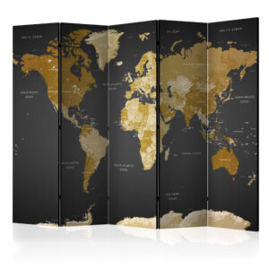 Vouwscherm - Room divider - World map on dark background