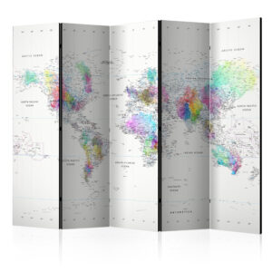 Vouwscherm - Room divider – White-colorful world map