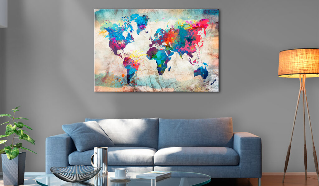 Schilderij - World Map: Colourful Madness - Afbeelding 2