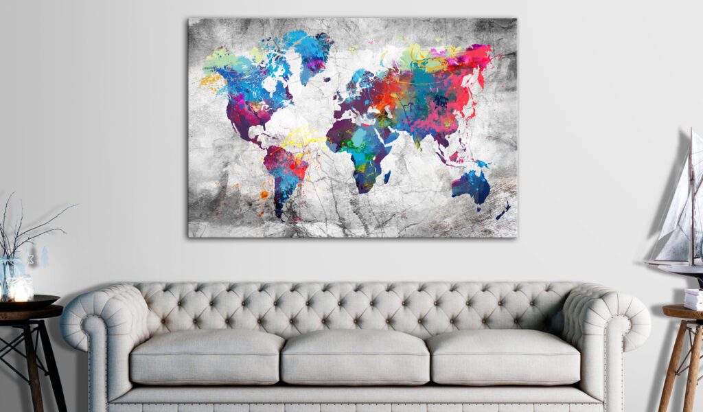 Schilderij - World Map: Grey Style - Afbeelding 2