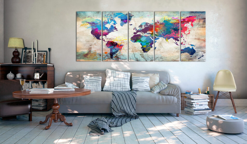 Schilderij - World Map: Cracked Wall - Afbeelding 2