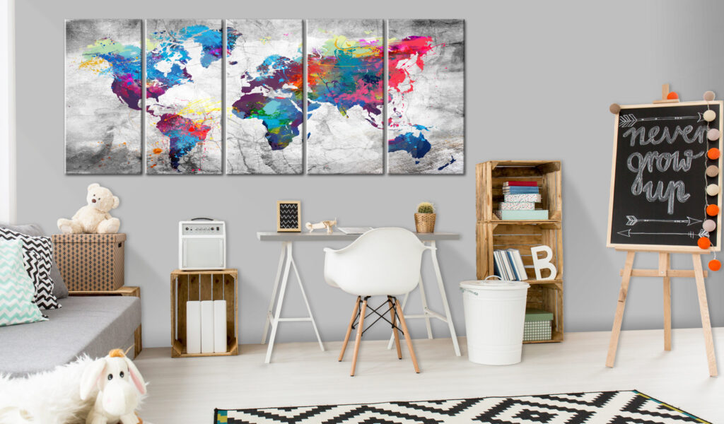 Schilderij - World Map: Spilt Paint - Afbeelding 2