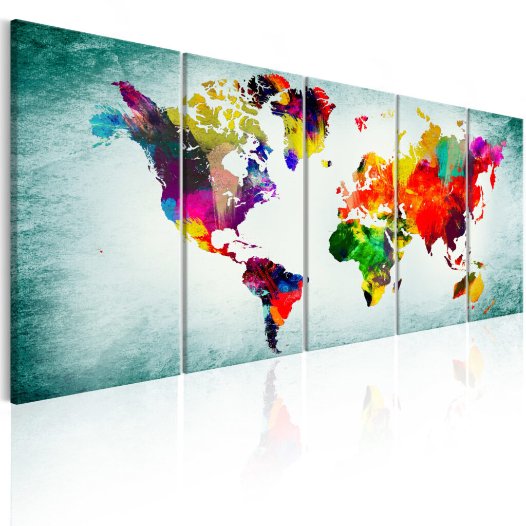 Schilderij - World Map: Green Vignette