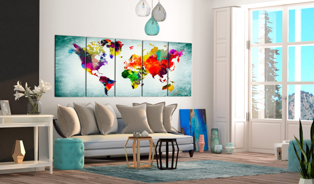 Schilderij - World Map: Green Vignette - Afbeelding 2