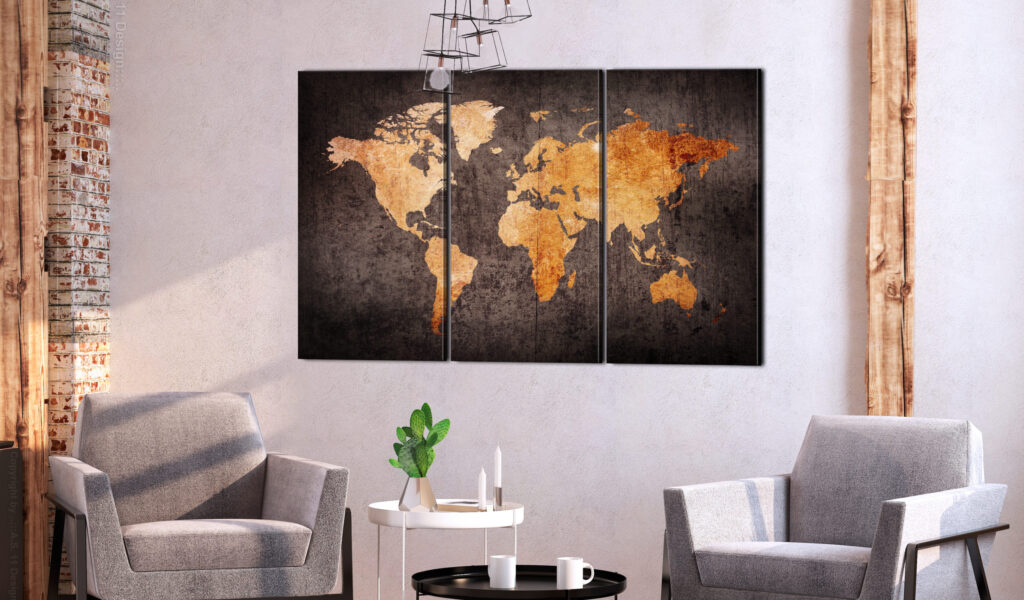 Schilderij - Chestnut World Map - Afbeelding 2