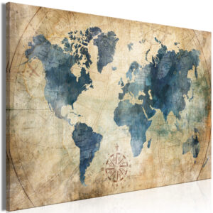 Schilderij - Retro Map (1 Part) Wide