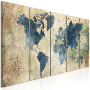 Schilderij - Retro Map (5 Parts) Narrow